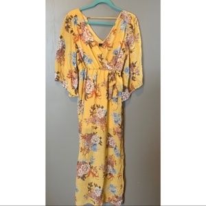 R. Wish Floral Waist Tie Maxi Dress‎